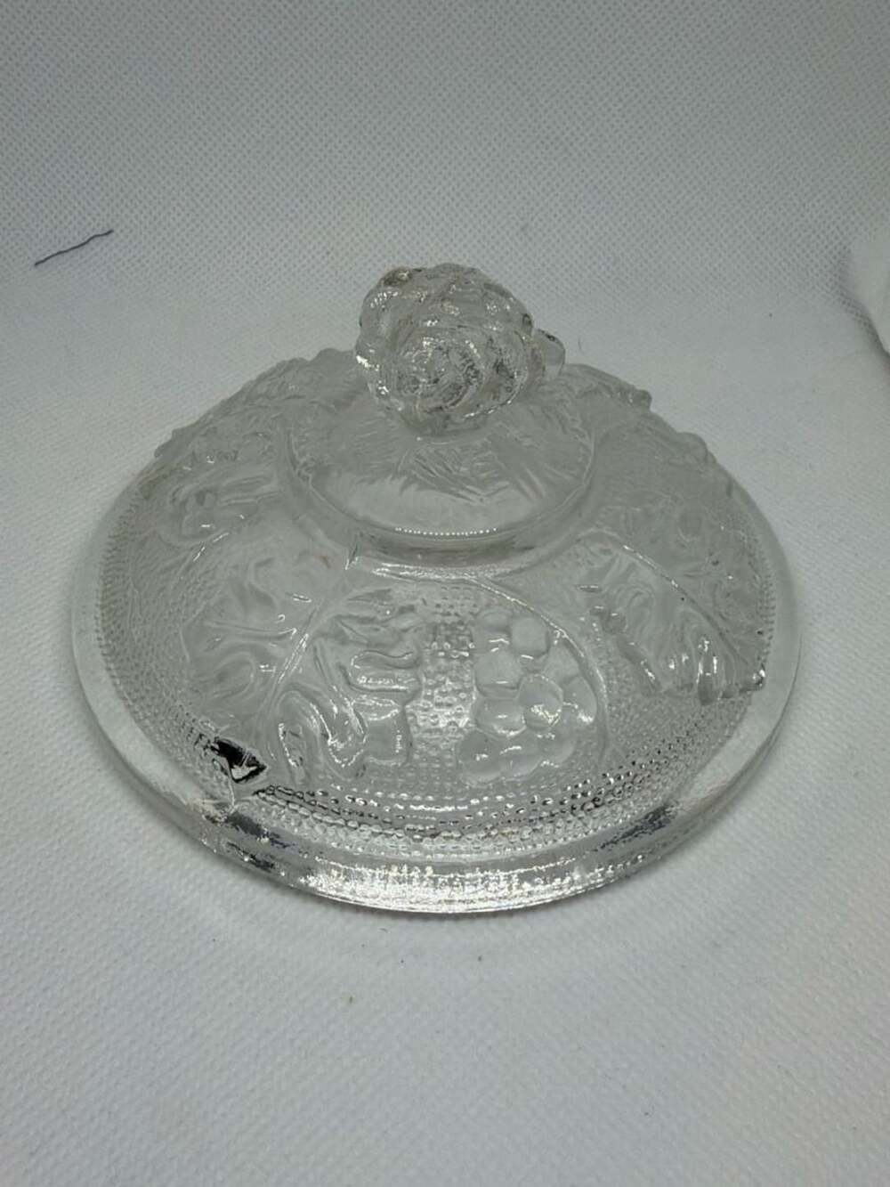 Indiana Glass Jeannette “Harvest Grape” Clear Candy Dish Lid only